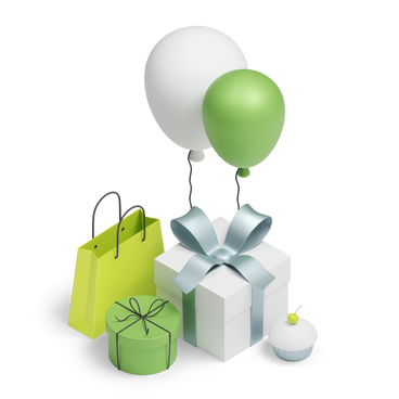 Birthday gifts in boxes and bag PNG, SVG