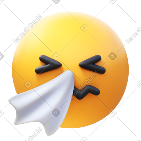 3D sneezing face PNG, SVG