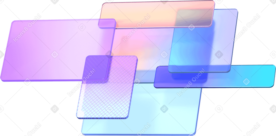3D geometric composition of translucent rectangles PNG, SVG