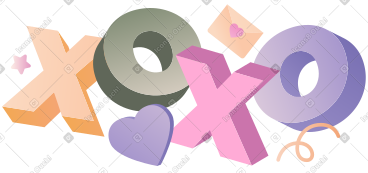 用心和信封文本刻字 xoxo PNG, SVG