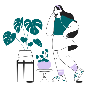 Girl with plants PNG, SVG