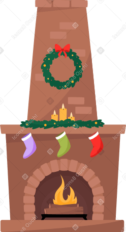 christmas fireplace Illustration in PNG, SVG