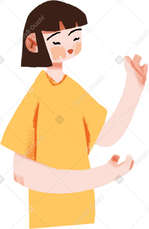 girl in yellow dress says something PNG, SVG