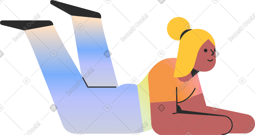 girl lying on stomach PNG, SVG