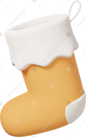 3D Yellow Christmas stocking PNG, SVG