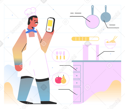 Augmented reality in kitchen Illustration in PNG, SVG