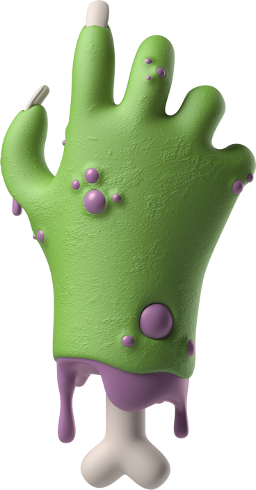 Back of a severed green zombie hand PNG, SVG