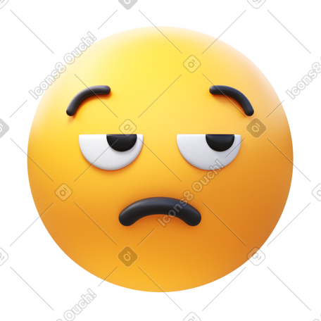 3D unamused face PNG, SVG