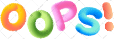 Lettering oops! in multicolored style text PNG, SVG