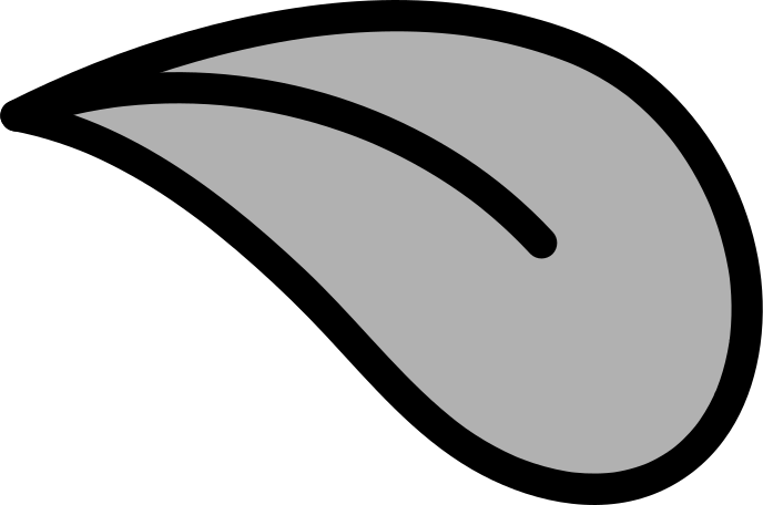 grey leaf with black thick outline Illustration in PNG, SVG