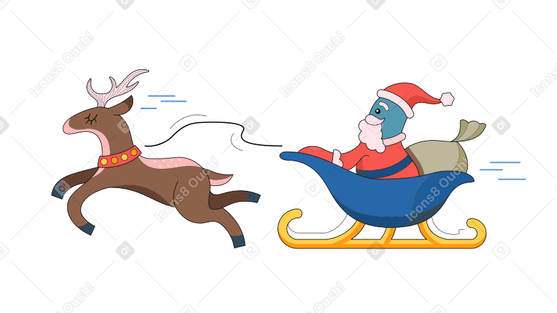 Santa riding a sleigh PNG, SVG