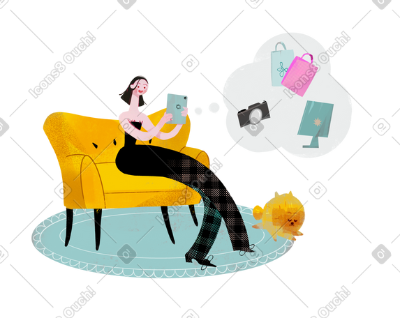 计划在线购物的女性 PNG, SVG