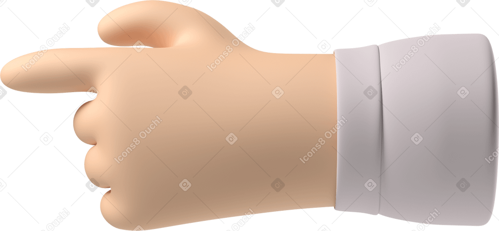 3D Pale skin hand pointing left PNG, SVG