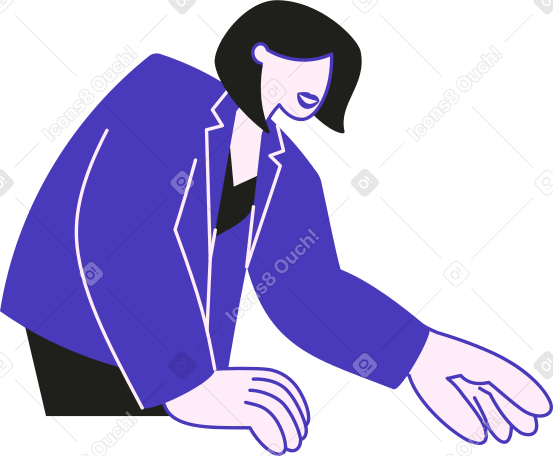 woman in jacket leaning forward PNG, SVG