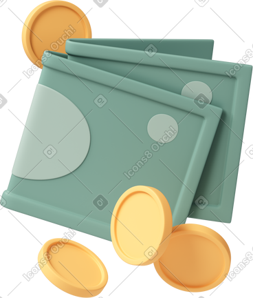 Banknotes with coins PNG, SVG