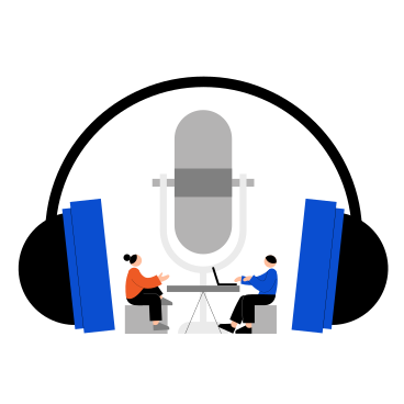 Young people recording a podcast PNG, SVG