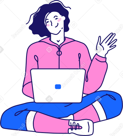 seated woman with a laptop Illustration in PNG, SVG
