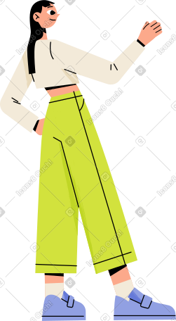 年轻女子举起一只手 PNG, SVG