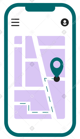 Phone with map and geolocation Illustration in PNG, SVG