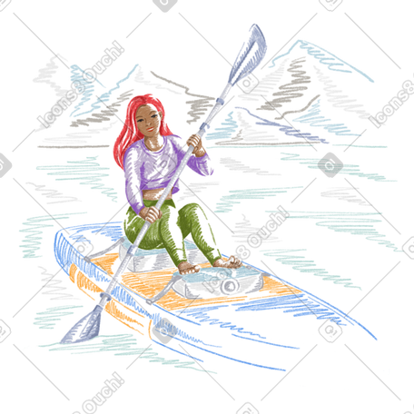 一名女子在水上划船 PNG, SVG