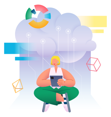Artificial intelligence and cloud computing animated illustration in GIF, Lottie (JSON), AE