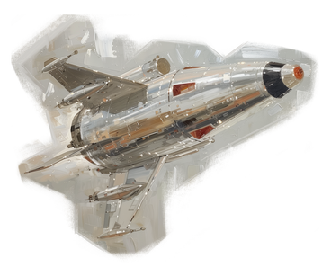 Картина маслом серебряной летающей ракеты в PNG, SVG
