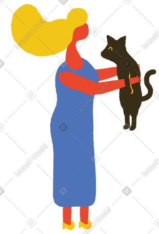 woman with cat PNG, SVG