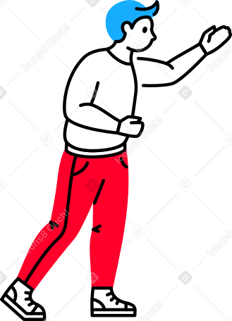 standing man reaches for something with his hand Illustration in PNG, SVG