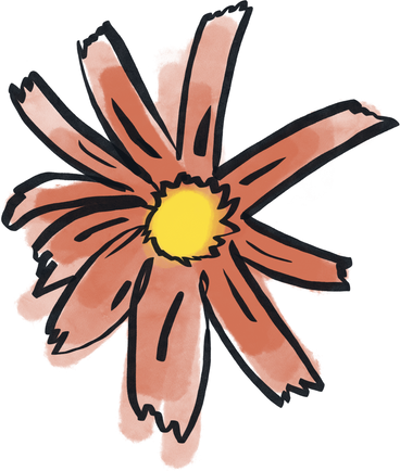 오렌지 수채화 꽃 PNG, SVG