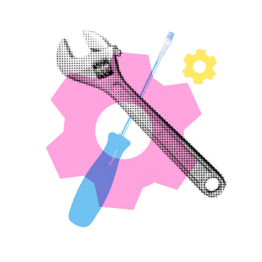 gear with wrench and screwdriver PNG, SVG