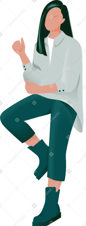 sitting woman with raised hand PNG, SVG