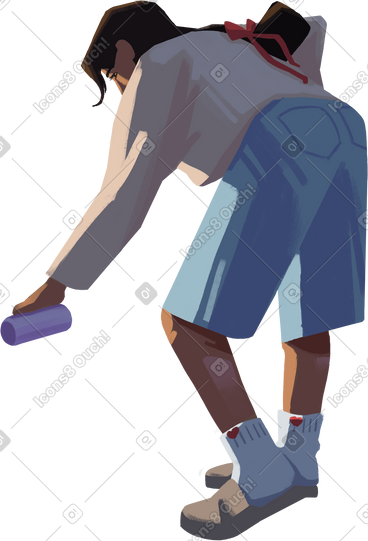 Woman bending to get a can PNG, SVG