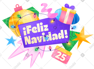 用圣诞装饰文字写上 feliz navidad PNG, SVG