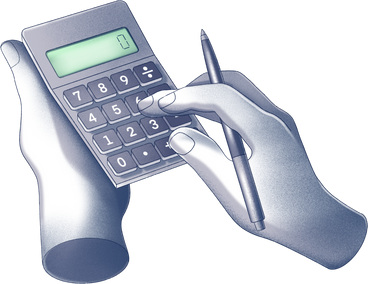 hands with calculator PNG, SVG
