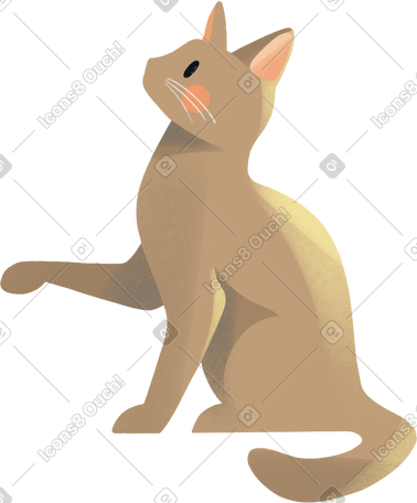 beige cat sitting with raised paw PNG, SVG