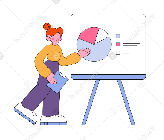 Woman gives a presentation Illustration in PNG, SVG
