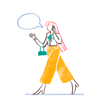 Woman walking and talking on her phone PNG, SVG