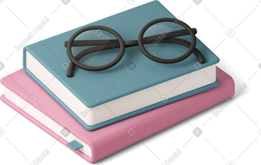 Glasses on books PNG, SVG