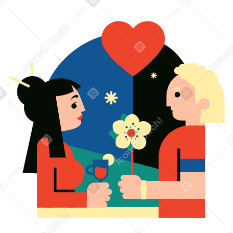 Мужчина и женщина на романтическом свидании в PNG, SVG