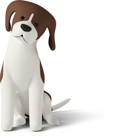 3D Beagle dog sitting Illustration in PNG, SVG
