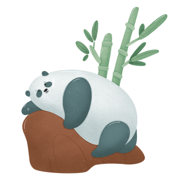 동물원에서 잠자는 팬더와 대나무 PNG, SVG