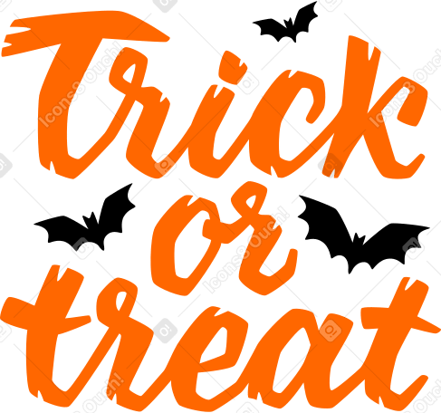 text trick or treat lettering with bats PNG, SVG