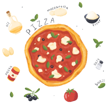 Выкройка пиццы, ингредиенты для пиццы  в PNG, SVG