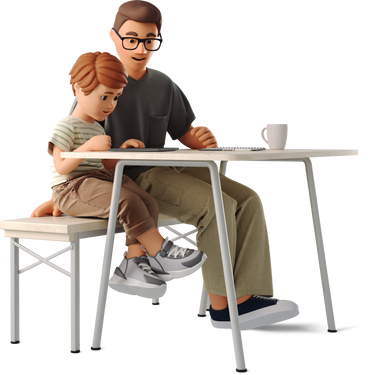 man and child sitting at the table PNG, SVG