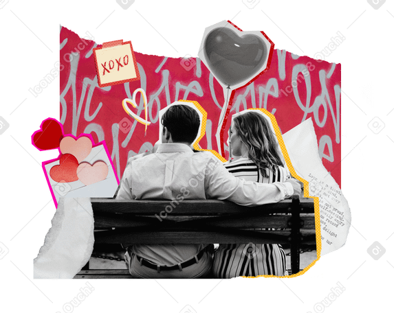 Valentine's day card with couple in love PNG, SVG