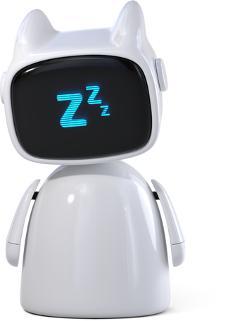robot assistant sleeping Illustration in PNG, SVG