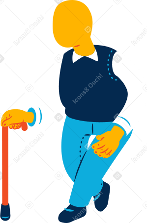chubby old man walking Illustration in PNG, SVG
