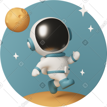 Cute astronaut walks around the planet PNG, SVG