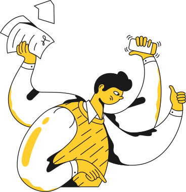 busy man with four arms PNG, SVG