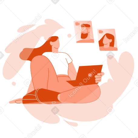 Woman in a zoom meeting with coworkers PNG, SVG